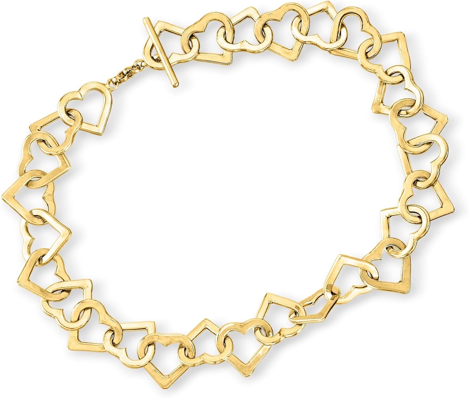 Ross-Simons 14kt Yellow Gold Heart-Link Bracelet