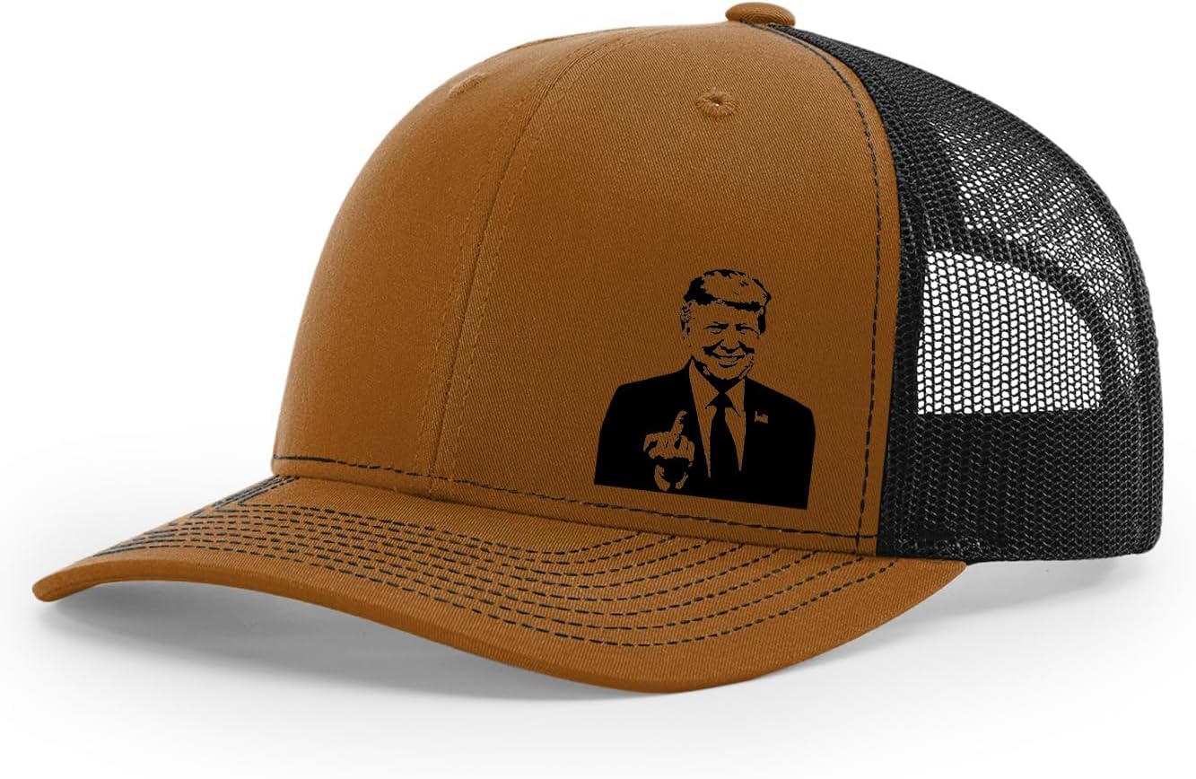 Trenz Shirt Company Mens Funny Political Trump Middle Finger Mesh Back Trucker Hat