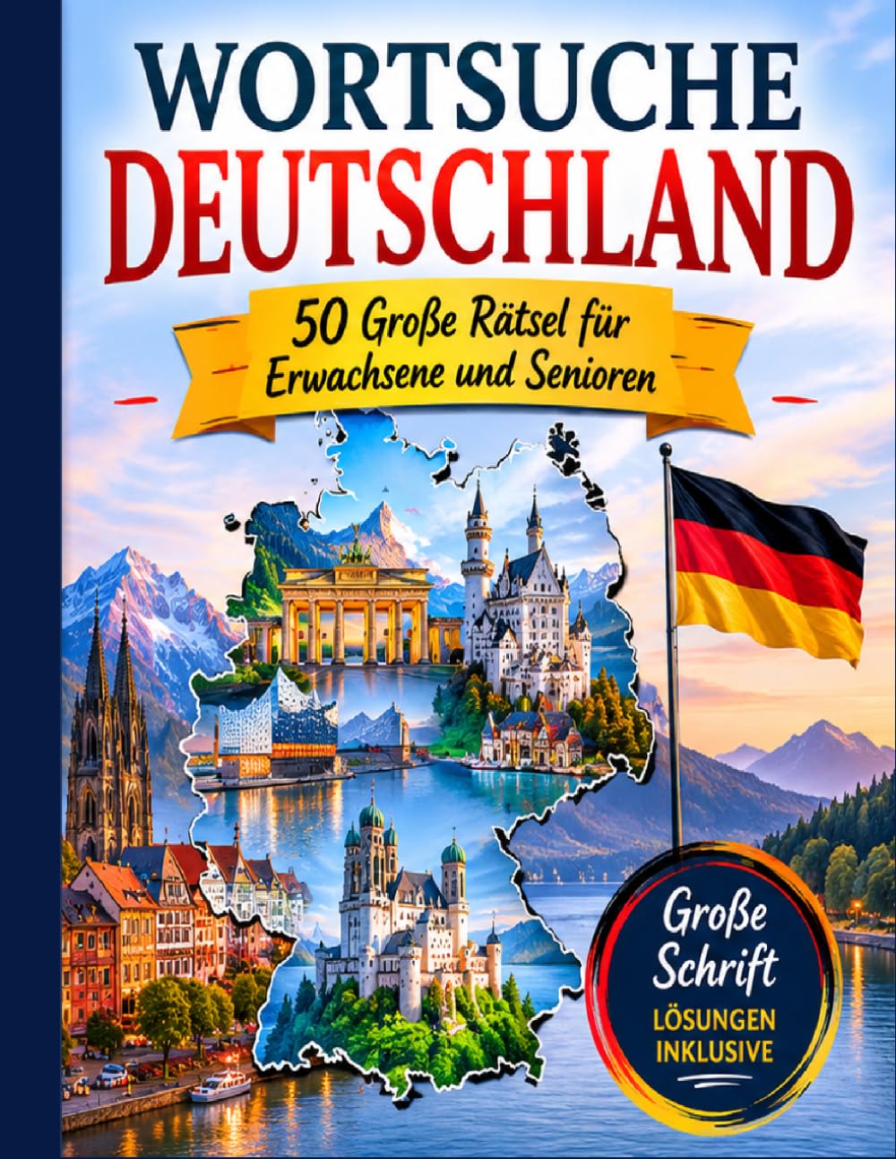 Wörtersuche Deutschland für Erwachsene: 50 Große Rätsel mit über 500 echten Orten aus Deutschland (Großdruck Wortsuchrätsel)