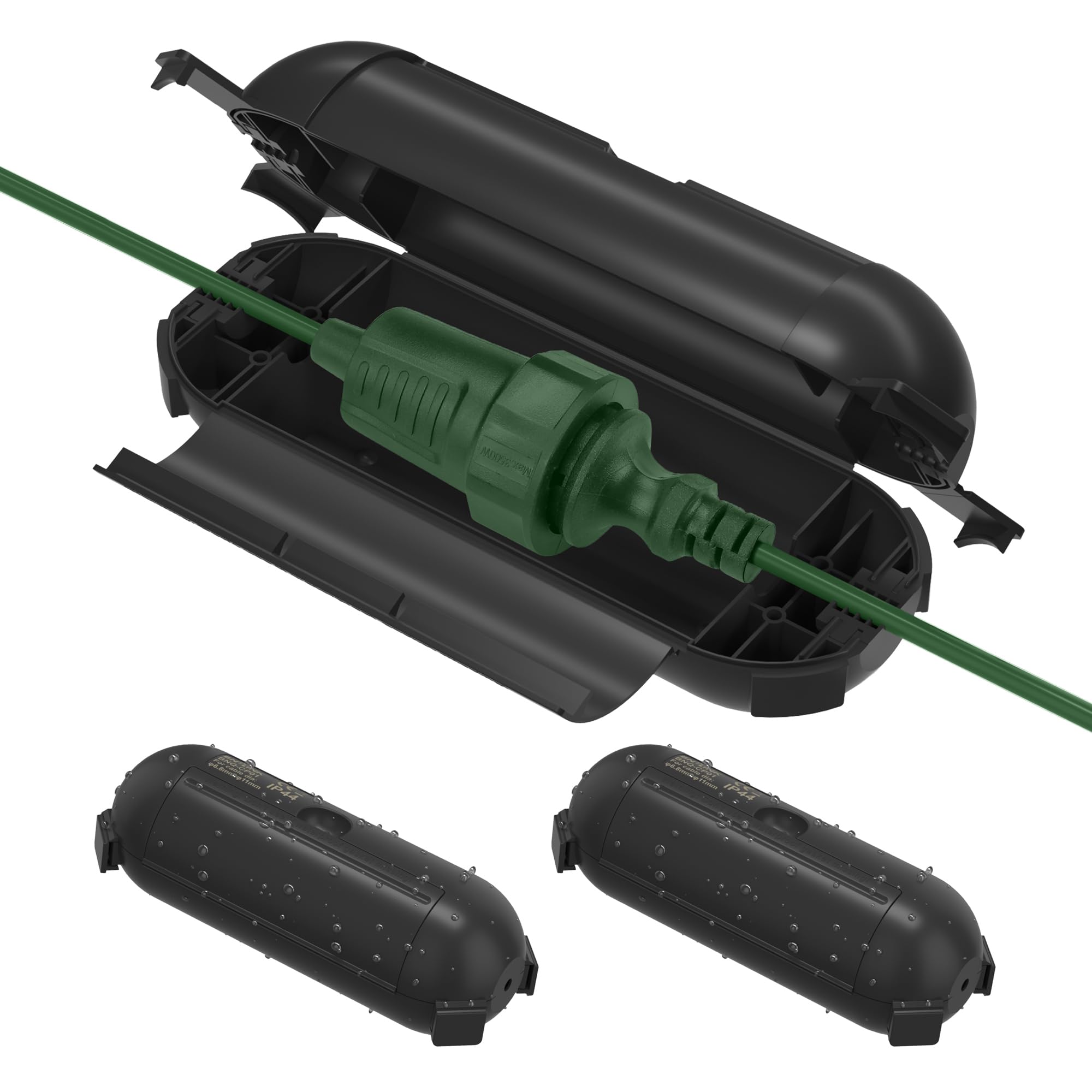 BN-LINK Outdoor IP44 wasserdichter Safe Box, Garten Kabelbox wasserdicht für LED-Kette, 20,5x7,6x7,2cm, Schutzbox für Verlängerungskabel, Elektrowerkzeug, Rasenmäher