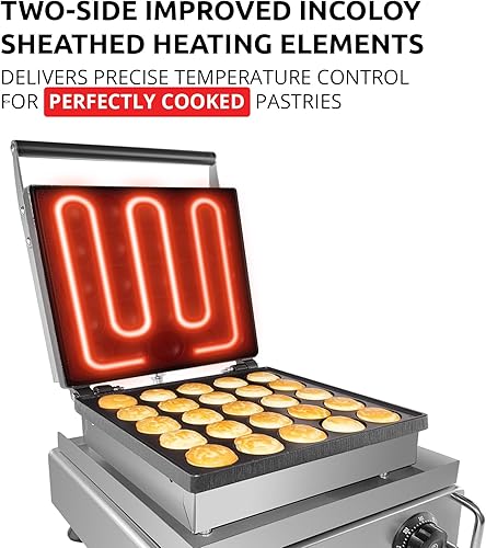 Miniatura 2 de ALDKitchen Mini fabricante de panqueques holandés | Máquina para hacer panqueques | Acero inoxidable | Antiadherente | 110 V (25 piezas)