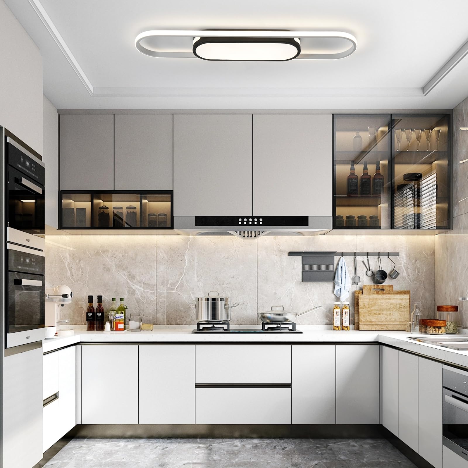 Oninio Lámpara de Techo LED Moderna Plafón Regulable con Mando a Distancia Lámpara de Techo para Salón Cocina Comedor Dormitorio 80 cm