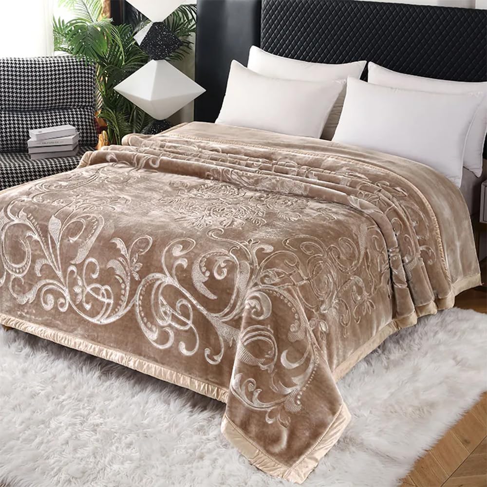Pluszowy polarowy koc Queen Size,Heavy Korean Mink Throw 2 Ply,Ciepłe pokrycie łóżka Raschel na jesień zima,Chłodzenie Miękka kołdra z mikrofibry do sypialni na kanapie