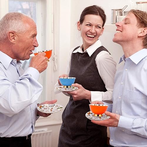 Miniatura 9 de LURRIER Juego de 4 tazas de café con platillo para café con leche, té capuchino con mariposas de 6.8 onzas de porcelana fina, apta para