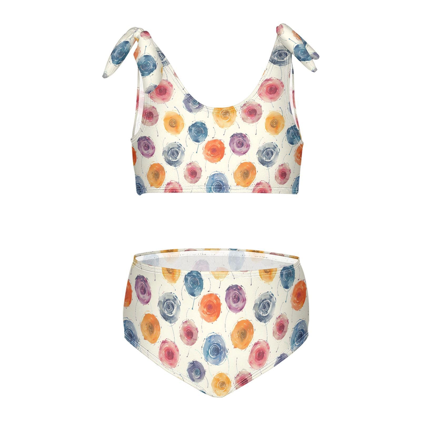 Flower Ink Girls Two Piece Tankini Swimsuits Summer Bathing Suit Beach Swimwear Set, 5-6T