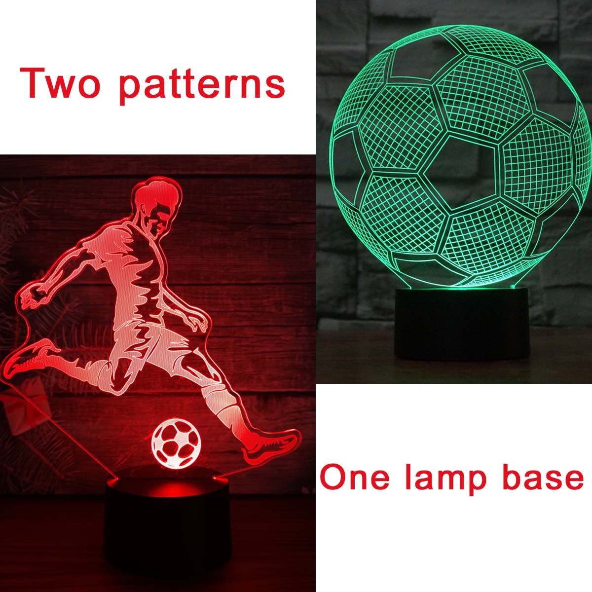 Lampada Notturna 3D A Forma Di Scarpetta Da Calcio – LED Con 7 Colori, Touch, USB, Effetto Illusione Ottica