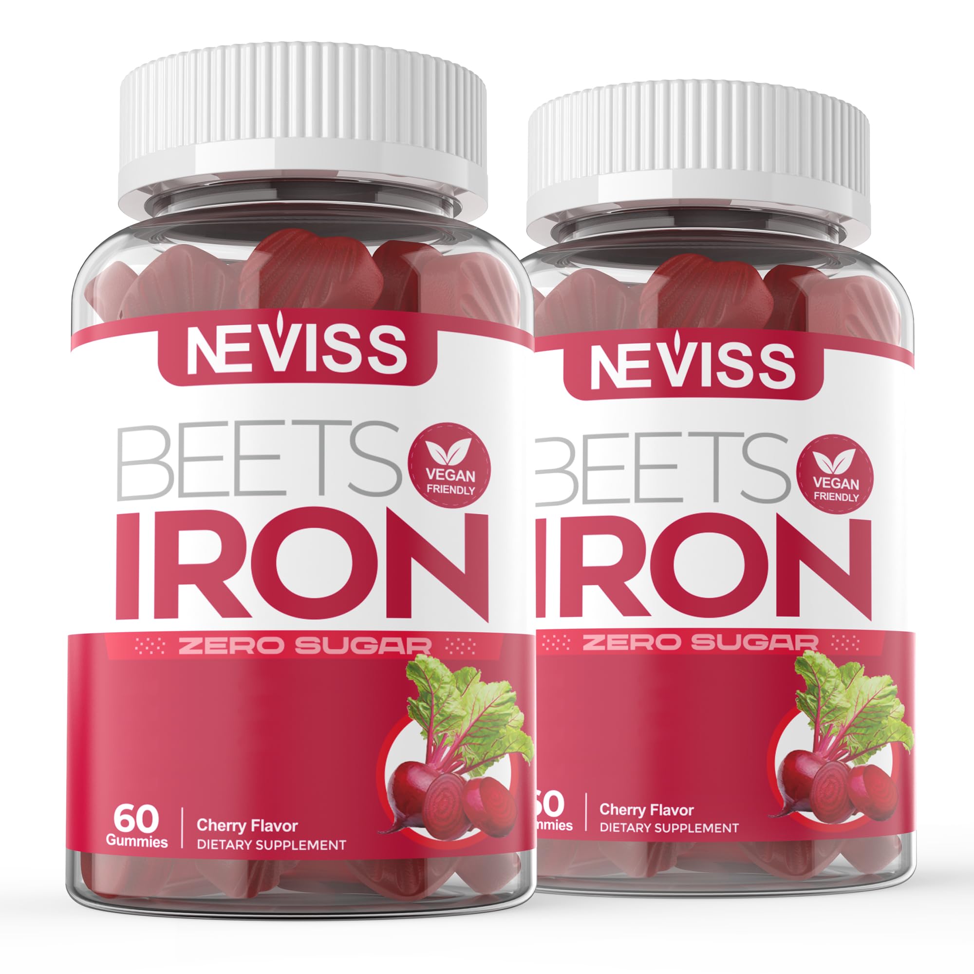 Iron Gummies with Beet Root, 1 Gummy Per Serving, 120 Counts 60 Count (Pack of 2)