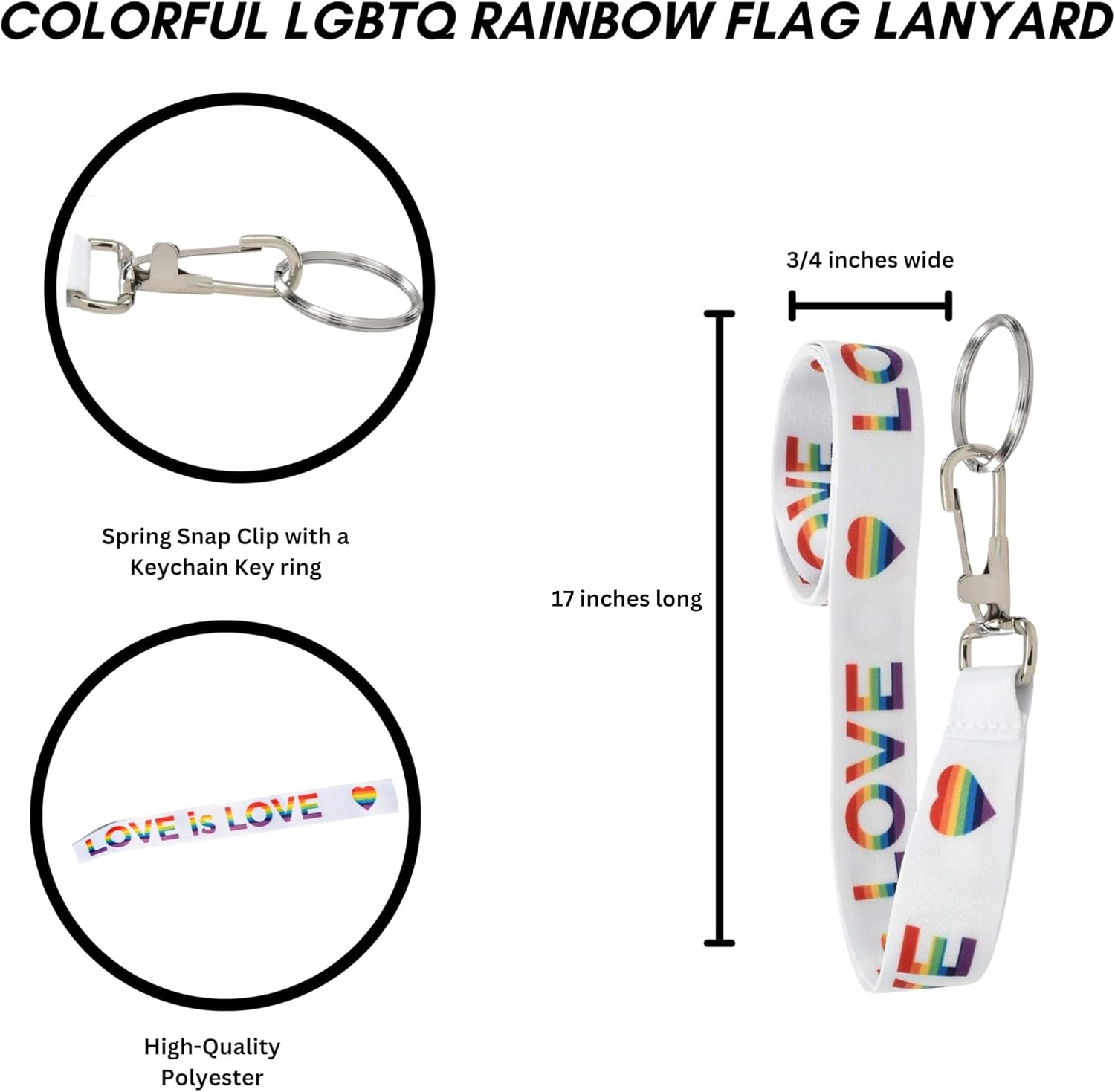 Colorful LGBTQ Flag Lanyard - Gay Pride LGBTQ Badge Holders for Pride Parades and Events