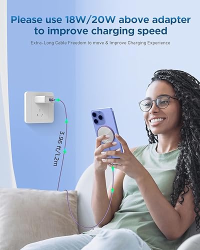 Miniatura 7 de Bohuma Cargador inalámbrico magnético cargador seguro Mag compatible con iPhone 15 Pro Max Plus 14 Pro Max Plus 13 Pro Max 12 Pro Max - Almohadilla