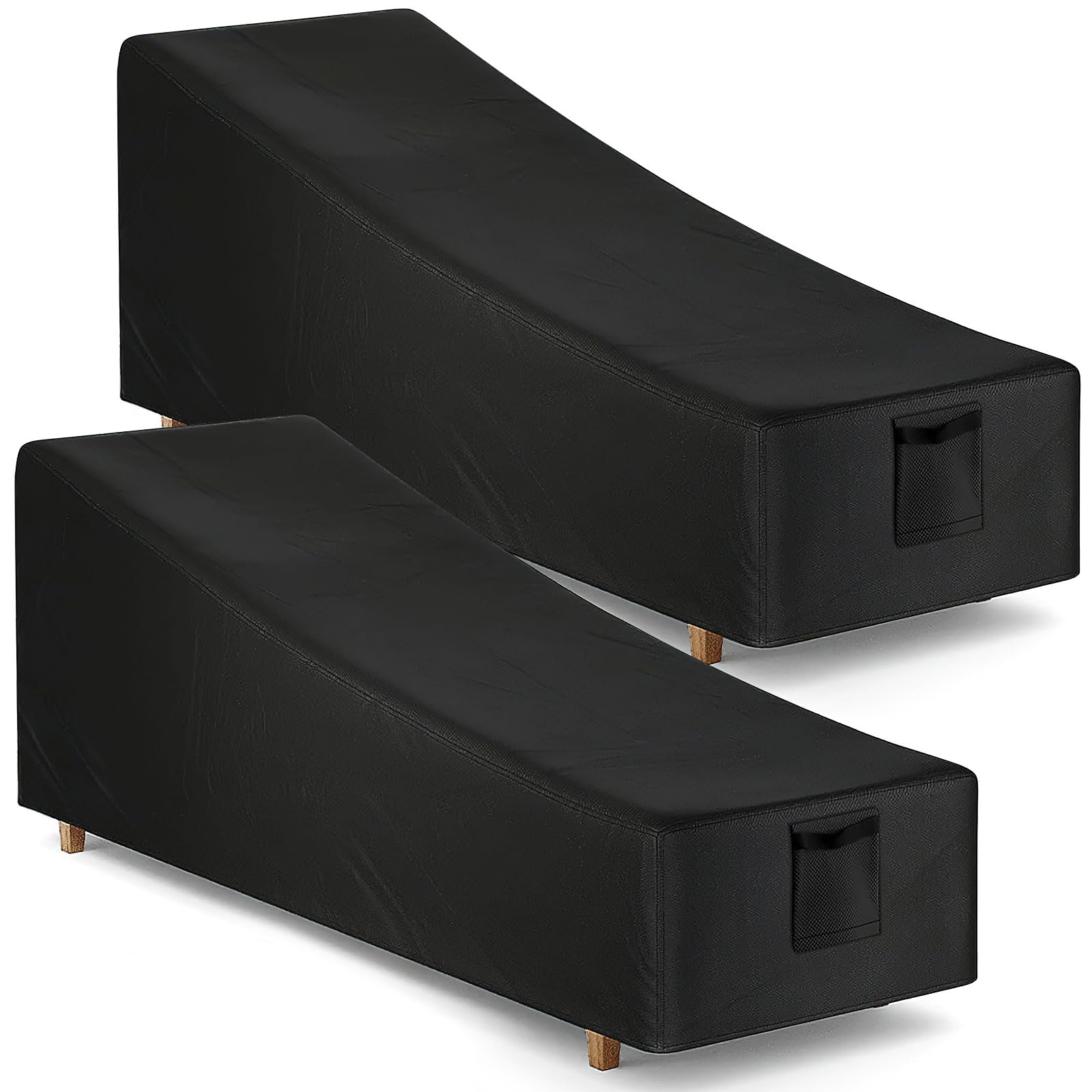 Housse de chaise longue imperméable lot de 2 en noir Oxford bâche protectrice de 203x81x81 cm