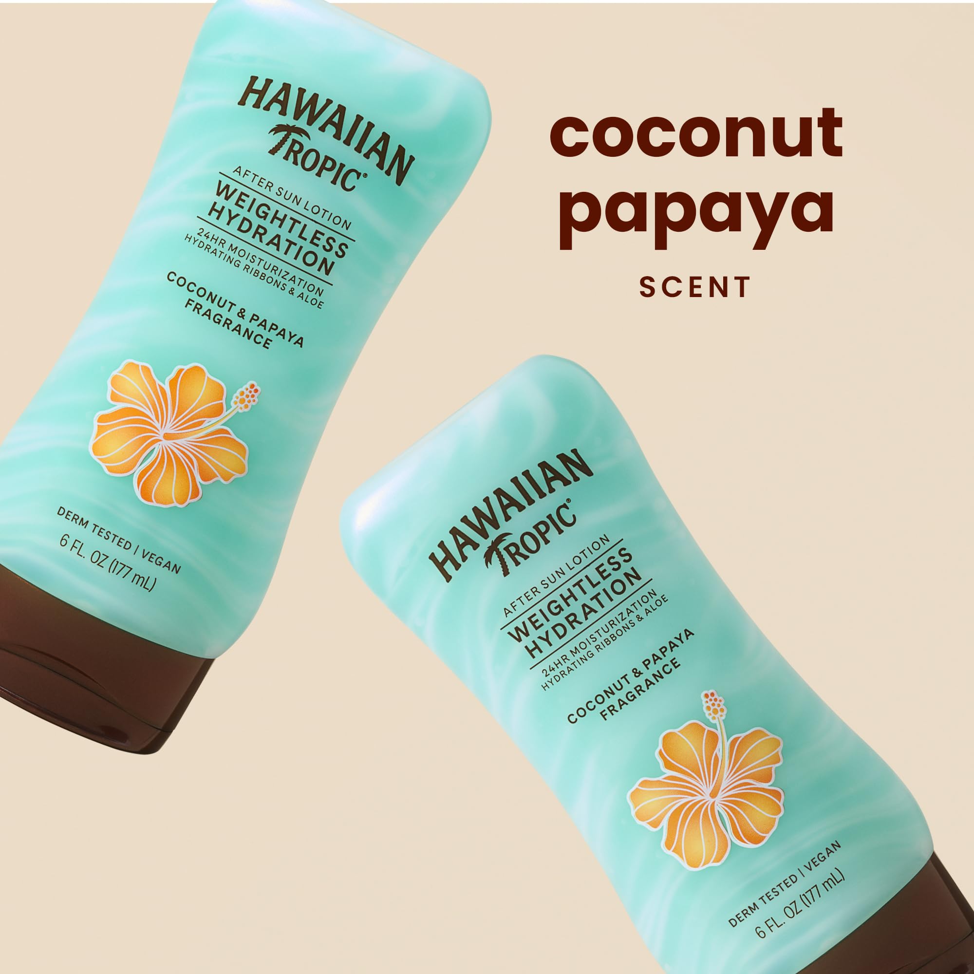 Hawaiana Tropic Silk Idration Weightless After Sun Gel Lotion mit Aloe und Feuchtigkeitsgel, 170 ml, 2 Stück