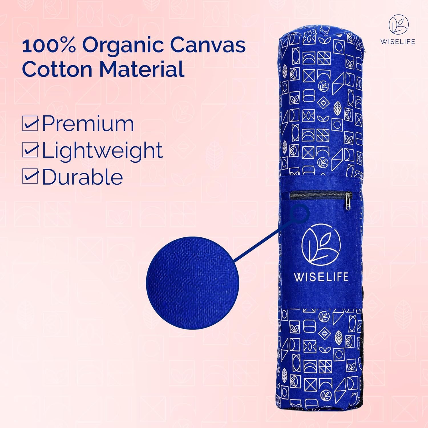 Wiselife Yoga Mat Bag - 28"x8" With Full Zip, Adjustable Strap & Multiple Pockets (Blue) - View #8