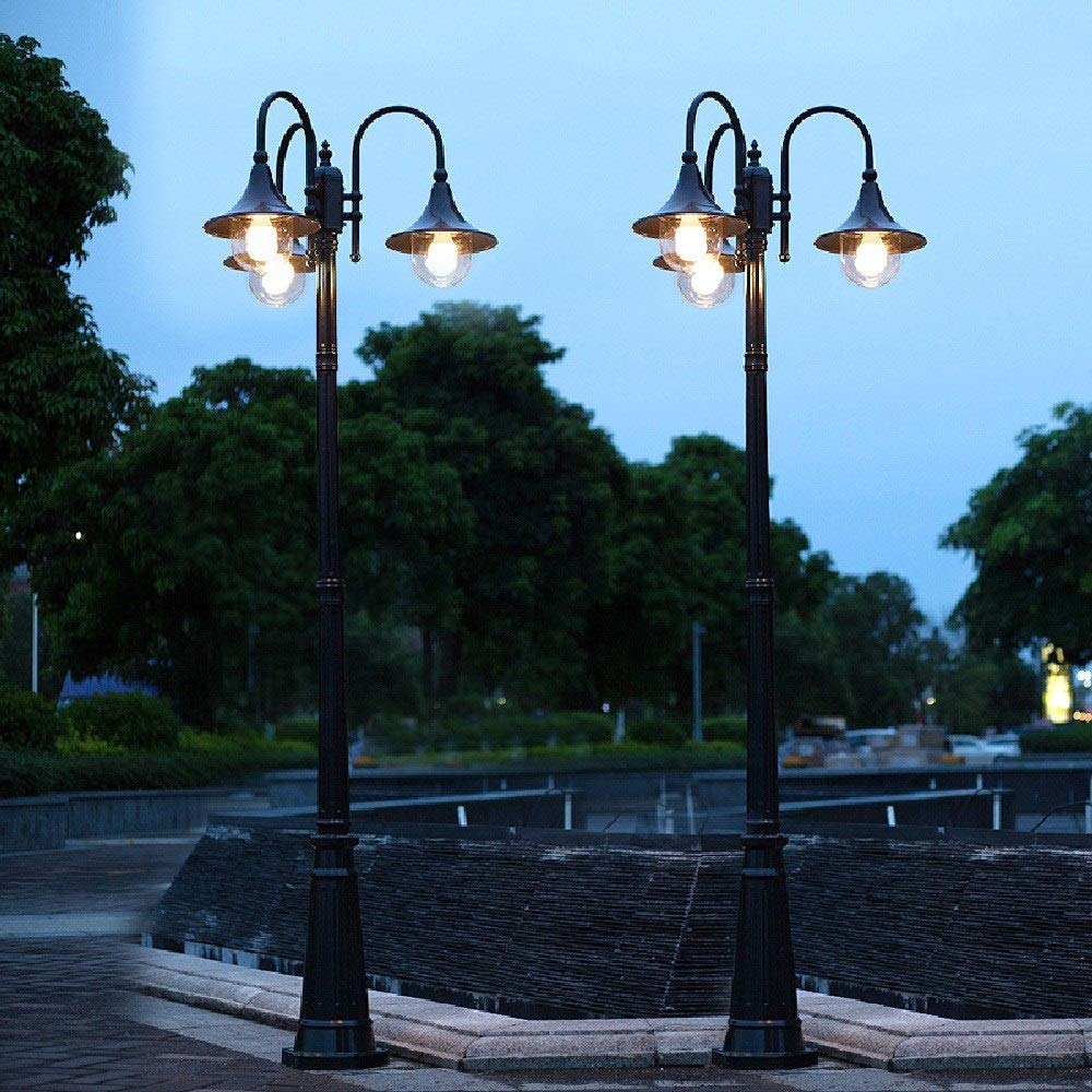 Lampadaire rétro de Style européen, étanche IP55, pour pelouse, Jardin, éclairage paysager, Lanterne sur mât en Aluminium, 3 têtes E27, Lampe décorative.,