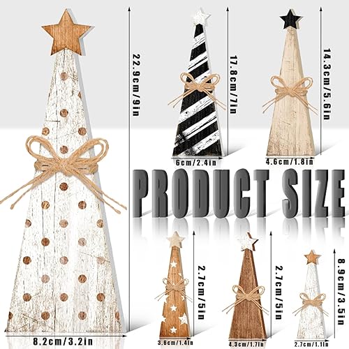 Miniatura 4 de 6 piezas de decoración de mesa de madera de Navidad, centros de mesa rústicos de granja con diseño de casa de árbol de Navidad, reno, alce, ángel y