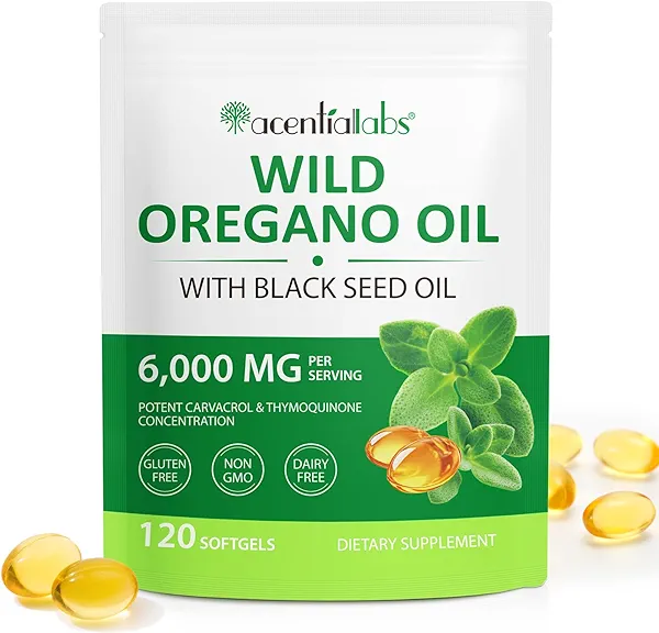 NIFEISHI Oil of Oregano with Black Seed Oil, 2 in 1 6000mg Oregano Oil Capsules Organic,165mg Carvacrol, Easy to Swallow, Plant Based, Non-GMO, Gluten Free & Immune Support - 120Count
