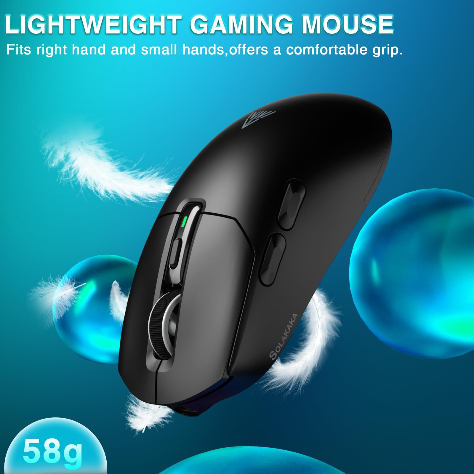 SM820 Wireless Gaming Mouse with RGB Charging Dock,24000 DPI Tri-Modes Wireless Mouse with 2 Side Buttons,Programmable Macro Mouse for Gaming(Black)