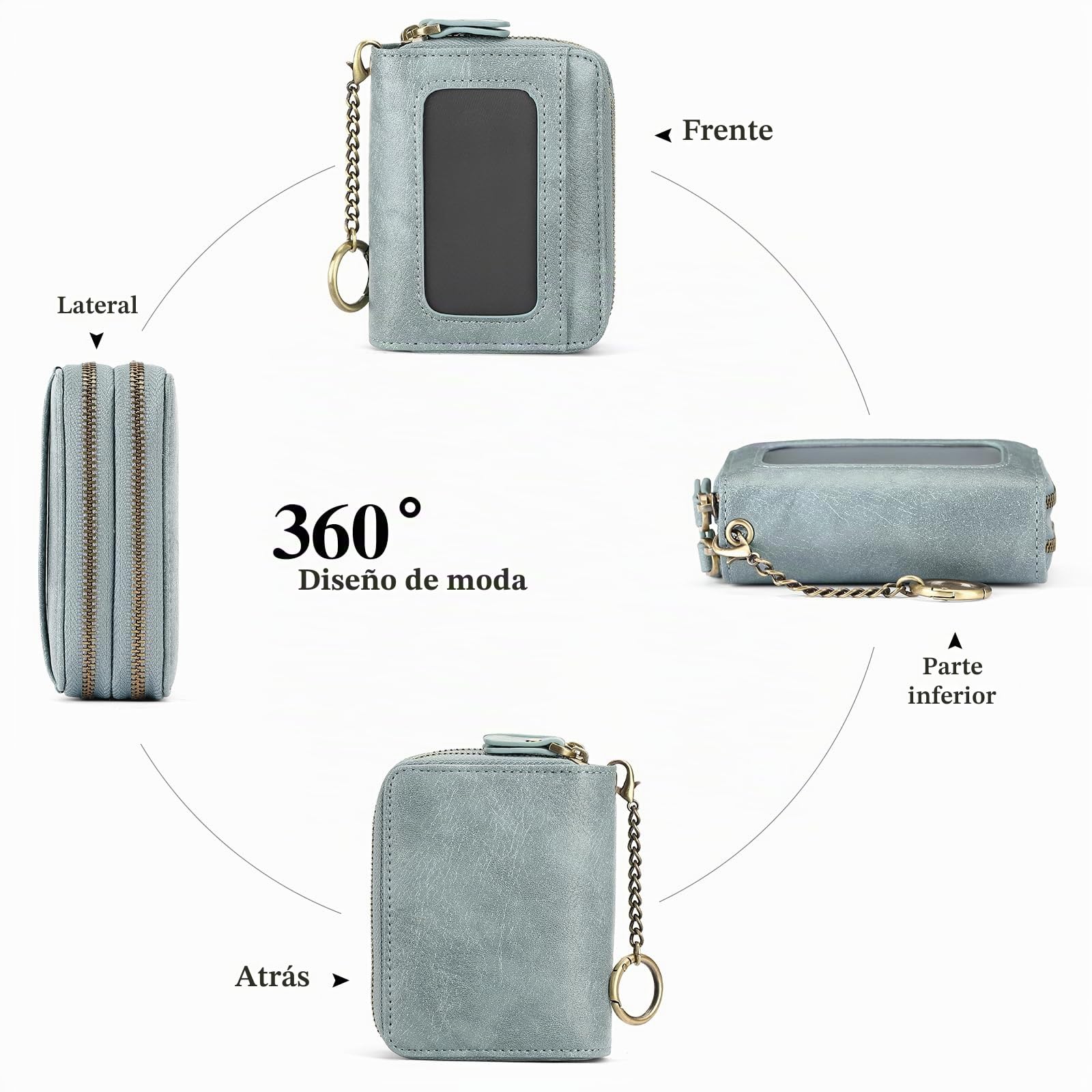 GAEKEAO Monedero Mujer Carteras de Mujer Cartera Pequeña Monedero Tarjetero Mujers RFID Bloqueo Bolsillo con Cremallera Pequeña Billetera Bifold Tarjetero