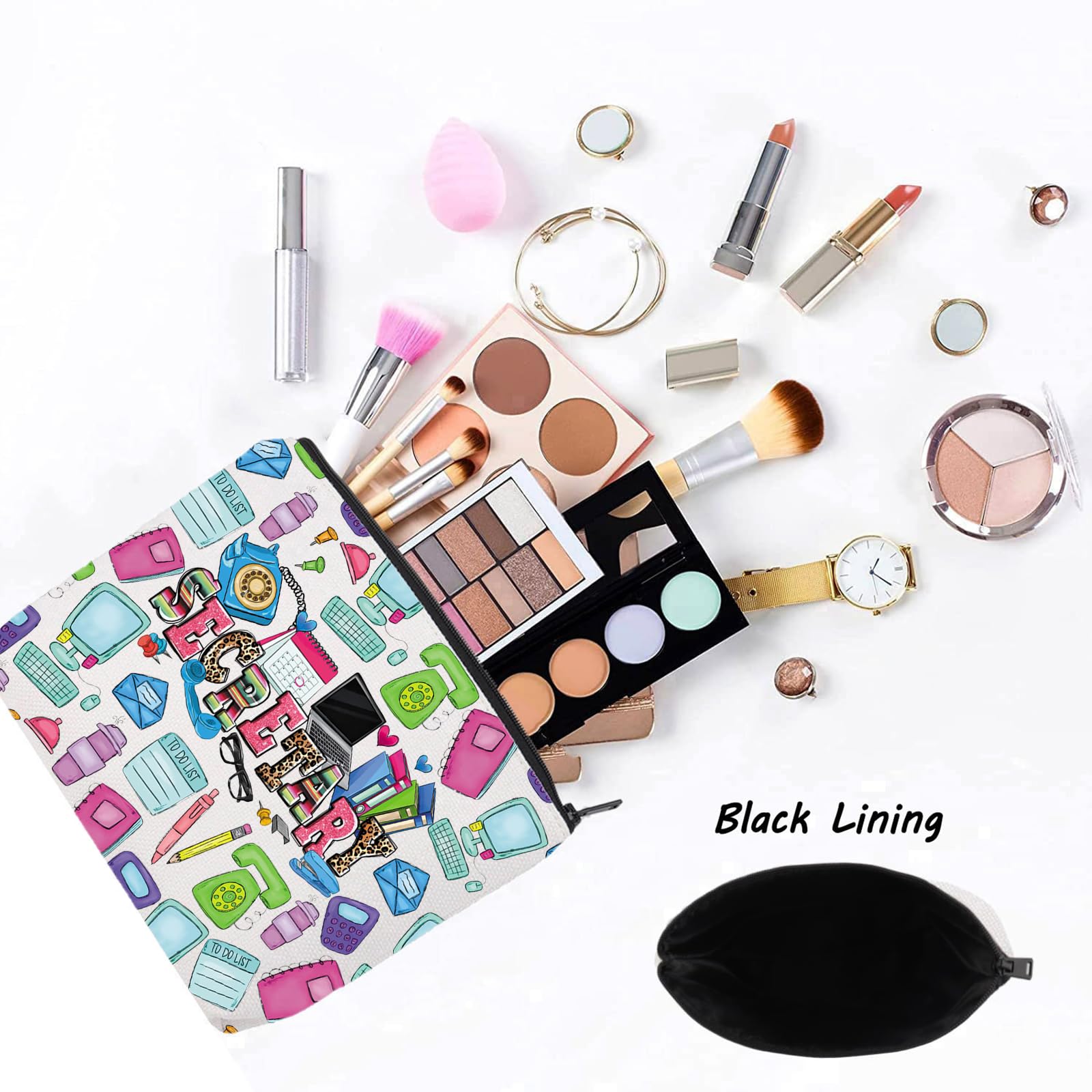 LEVLO Secretary Cosmetic Makeup Bag Secretary Appreciation Gift Secretary Retirement Zipper Pouch Bag Secretary Definition Merchandise Secretary Bag - Image 3