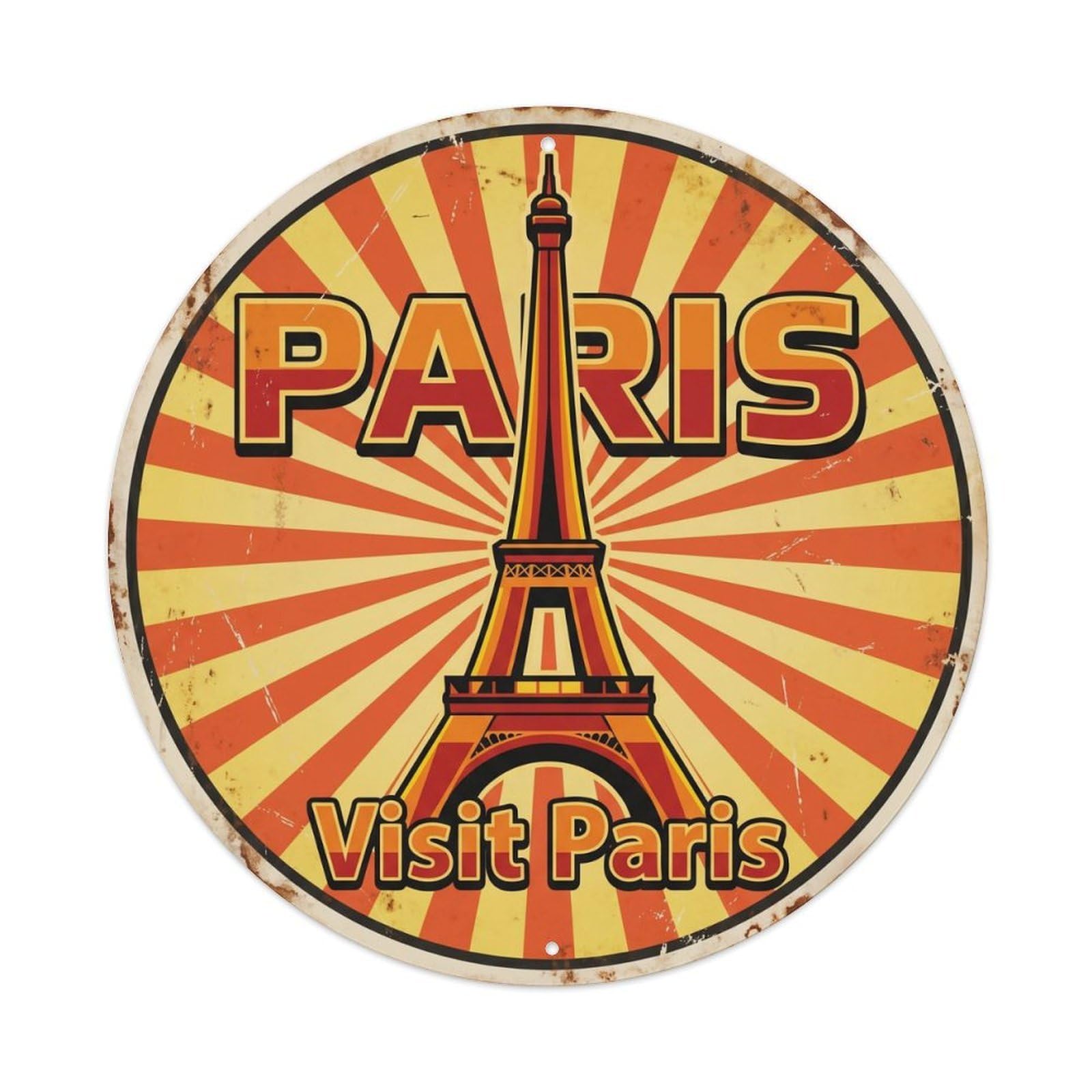 Vintage Travel Paris Tower Retro Metal Tin Sign Plaque