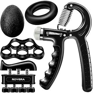 roygra Grip Strength Trainer (5 Pack), Forearm Strengthener, Hand Strengthening Devices, Hand Exercisers for Strength, Finger Strengthener, Wrist Exerciser, Baseball Climbing Calisthenics Basketball - Amazon product rated Grade B