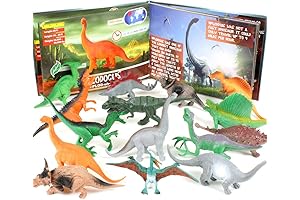 15-Piece Dinosaur Toy Figure Set with Hardcover Book, Ideal for Kids Ages...