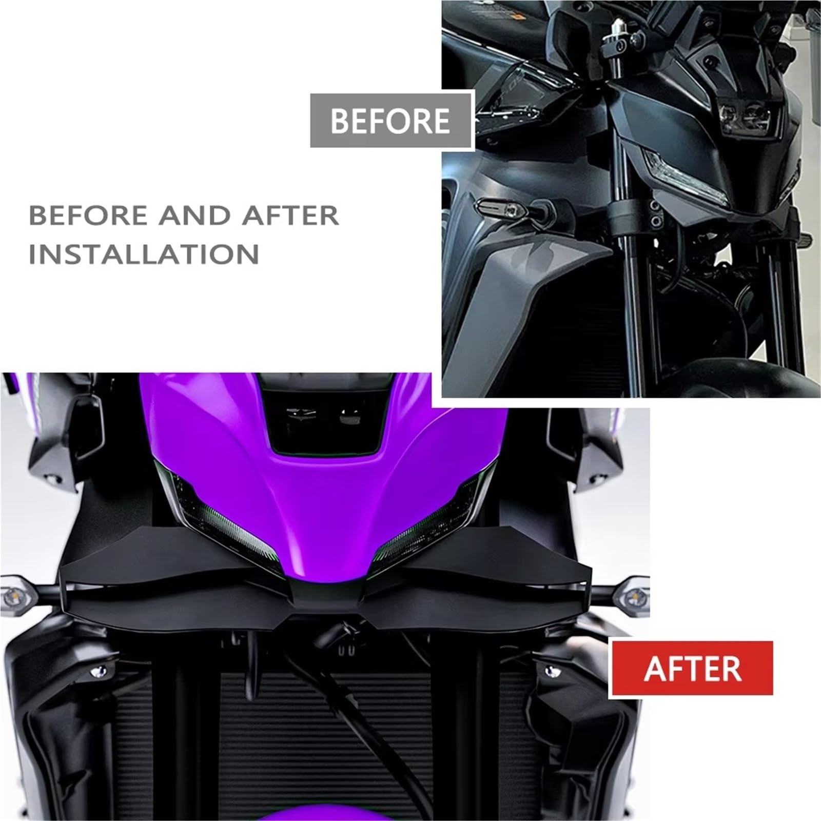 Aérodynamique Carénage Moto Kit d'aileron Avant aérodynamique pour Moto pour MT-09 SP 2024-2025(Gloss Black)