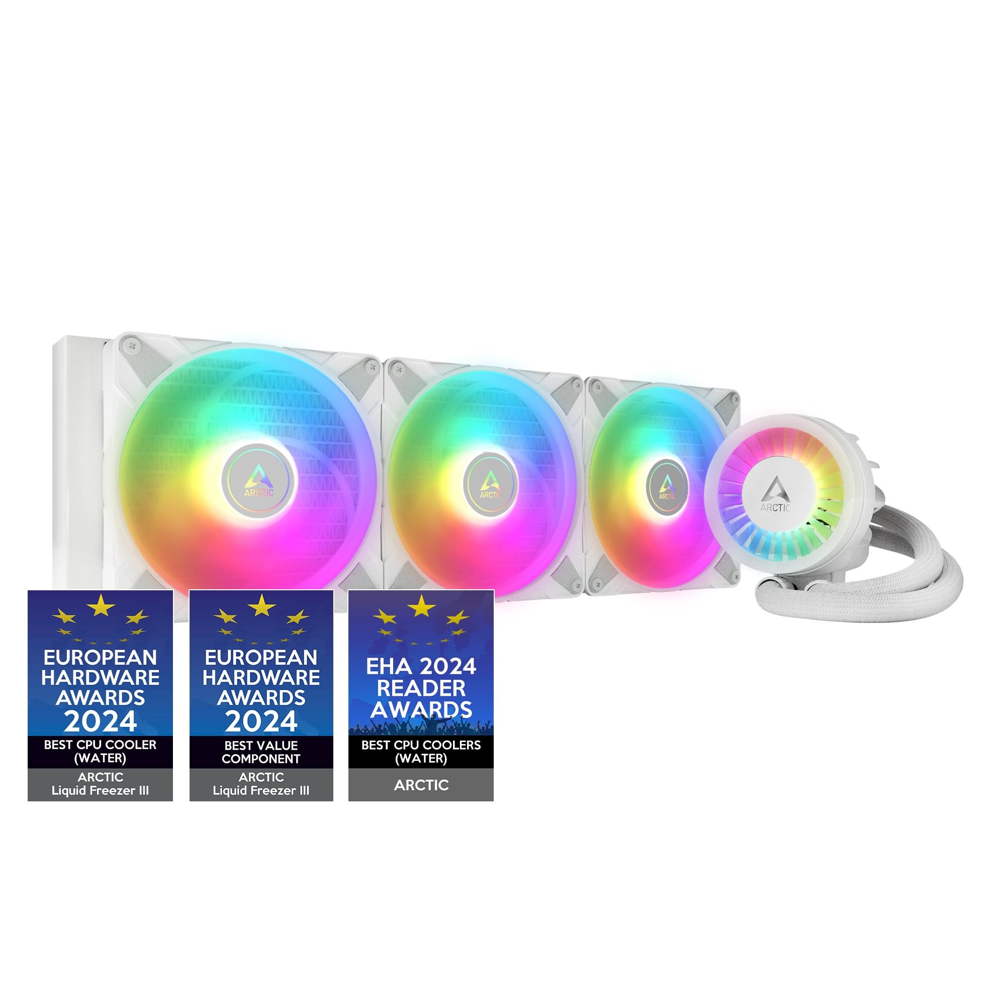 Liquid Freezer III 420 A-RGB - Water Cooling PC, All-in-One CPU AIO Water Cooler, Intel & AMD compatible, efficient PWM-controlled pump, fan: 200-1700 rpm, LGA1851/1700 Contact Frame - White