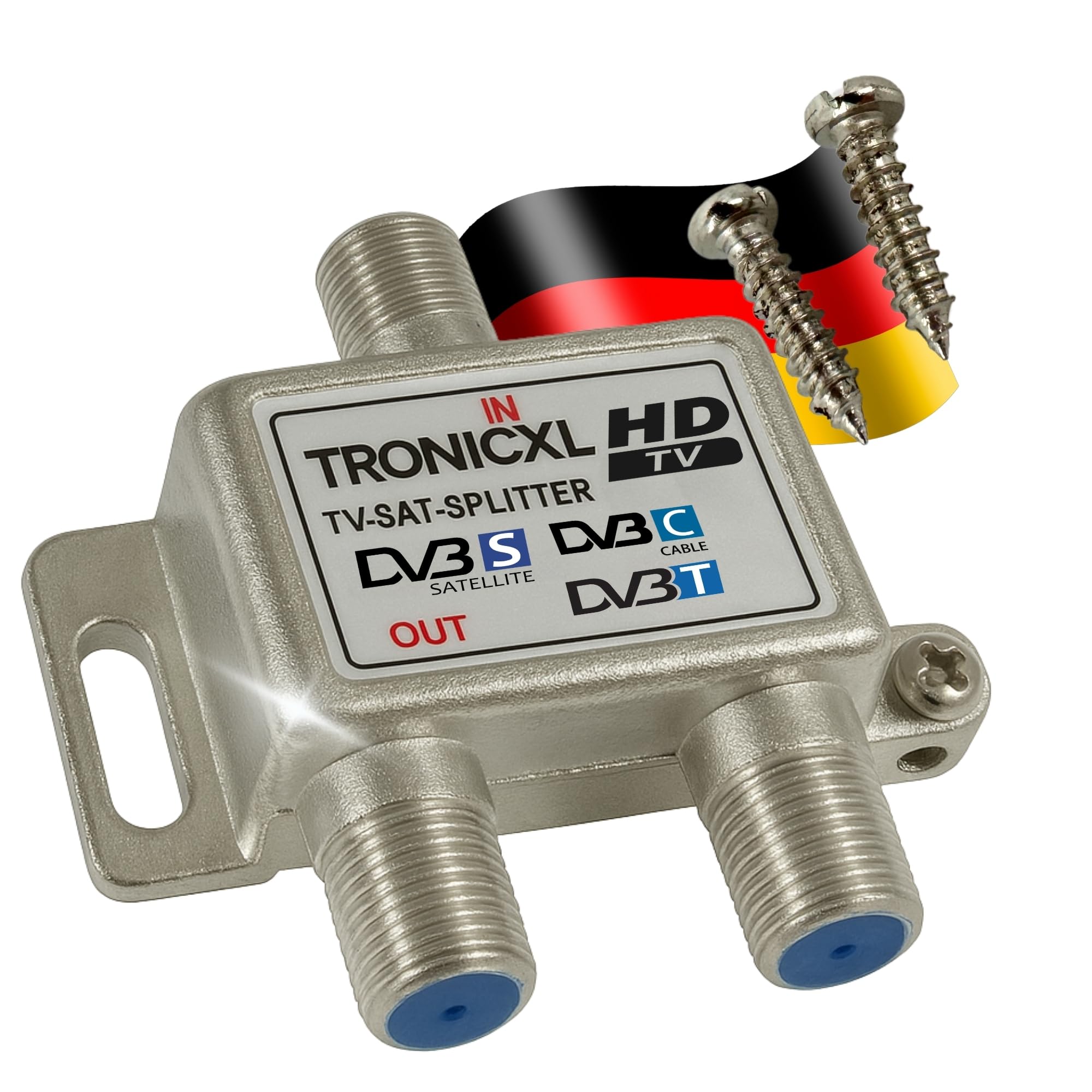 Premium Antenna Splitter Soft Splitter F Socket e.g. for DVBT DVBC SAT Splitter Unicable Cable TV Unitymedia Vodafone Sky NetAachen Primacom Cable TV Digital HD 3D 4K