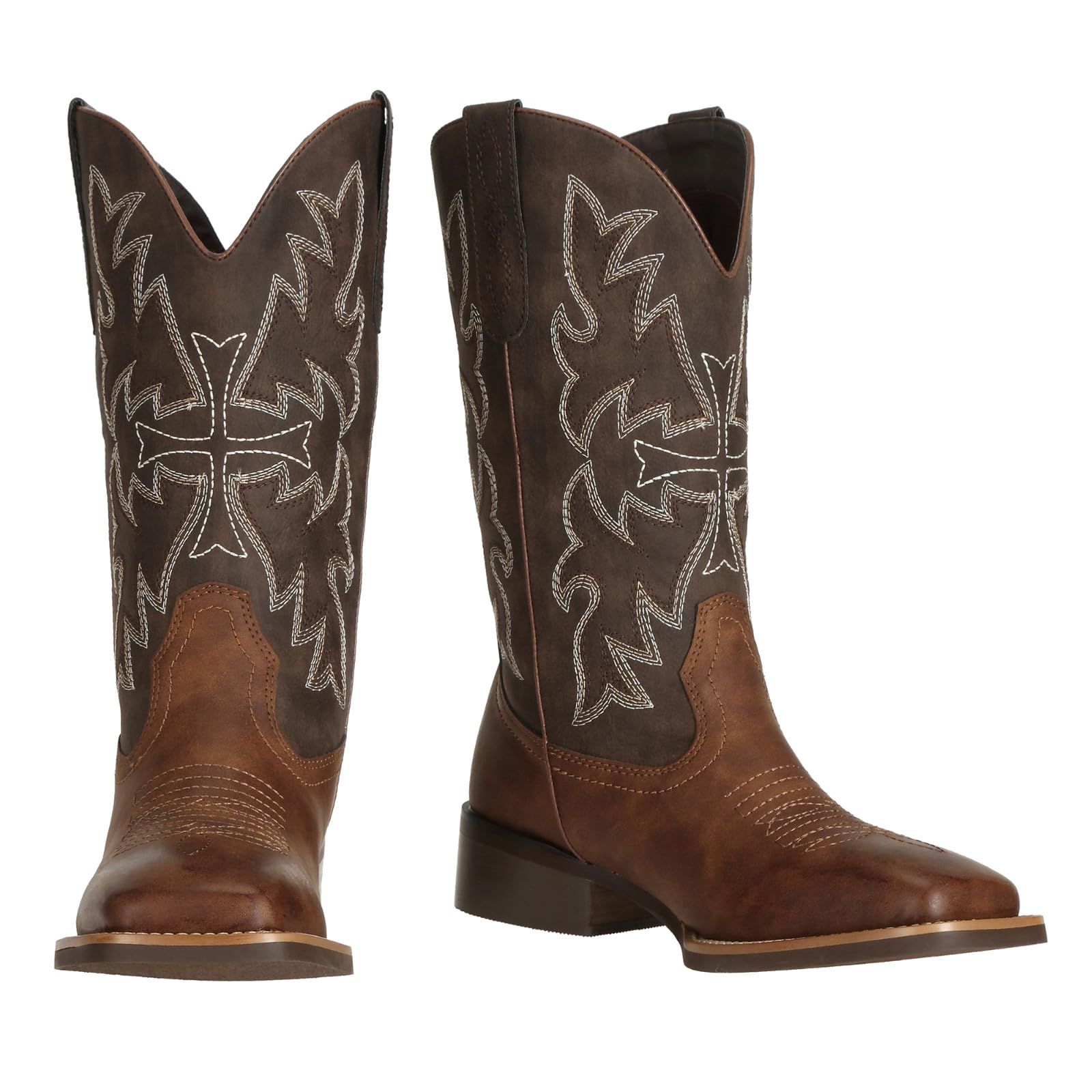 J's.o.l.e Stivali da cowboy occidentali con punta quadrata per donna stivali da cowgirl invecchiati alla moda country