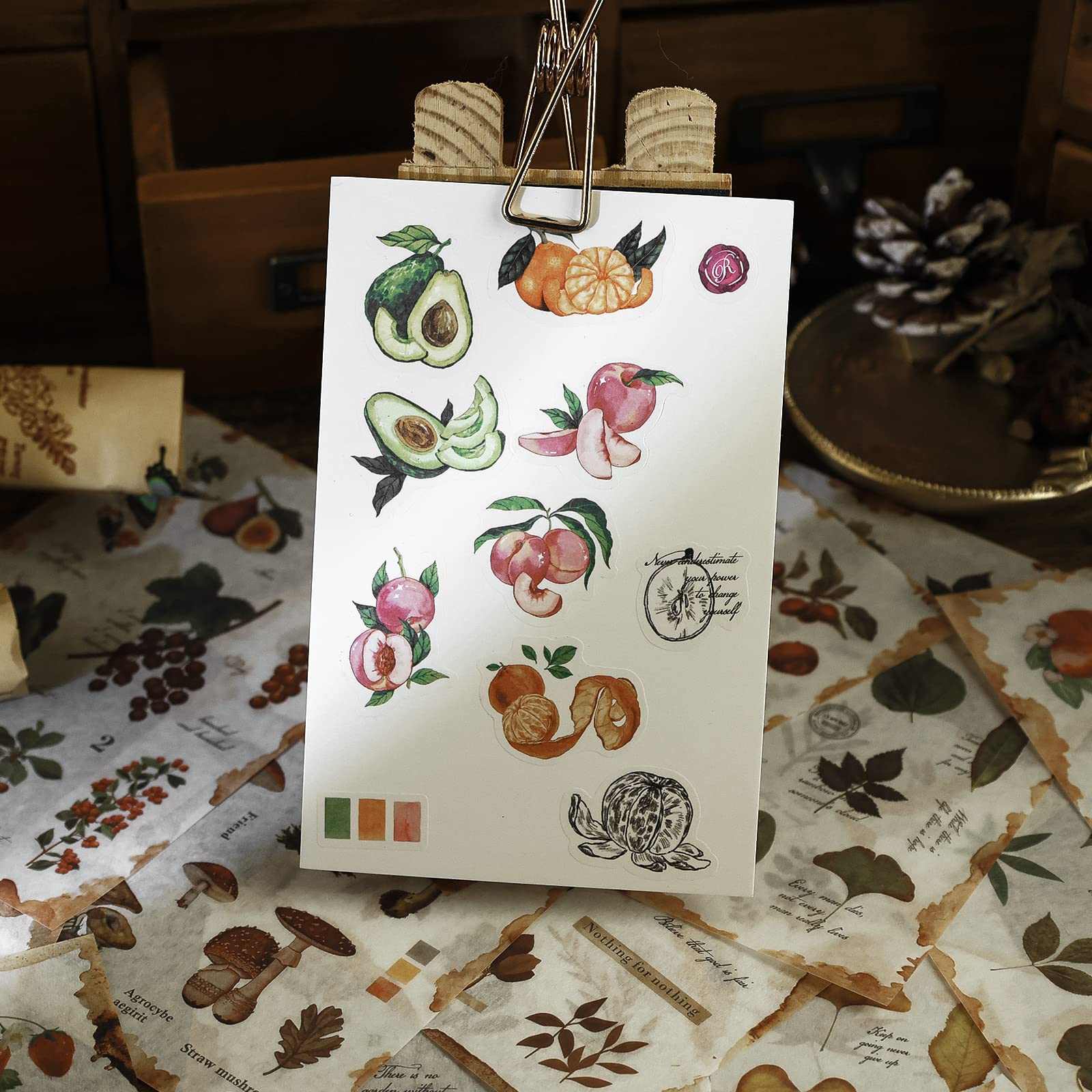 Dizdkizd Washi Nature książka z naklejkami do scrapbookingu, liść i owoce