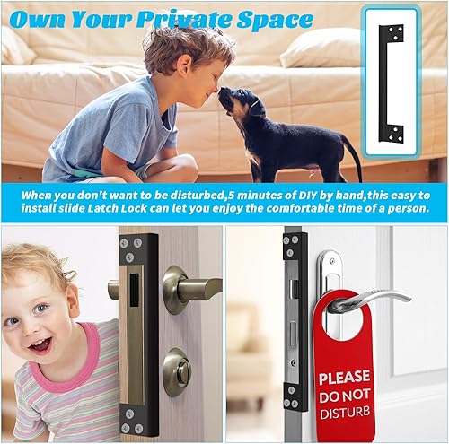 Miniatura 2 de Blulu 2 piezas de pestillo de puerta, placa protectora de seguridad para puerta de salida de puerta, escudo de puerta en forma de L, placa de