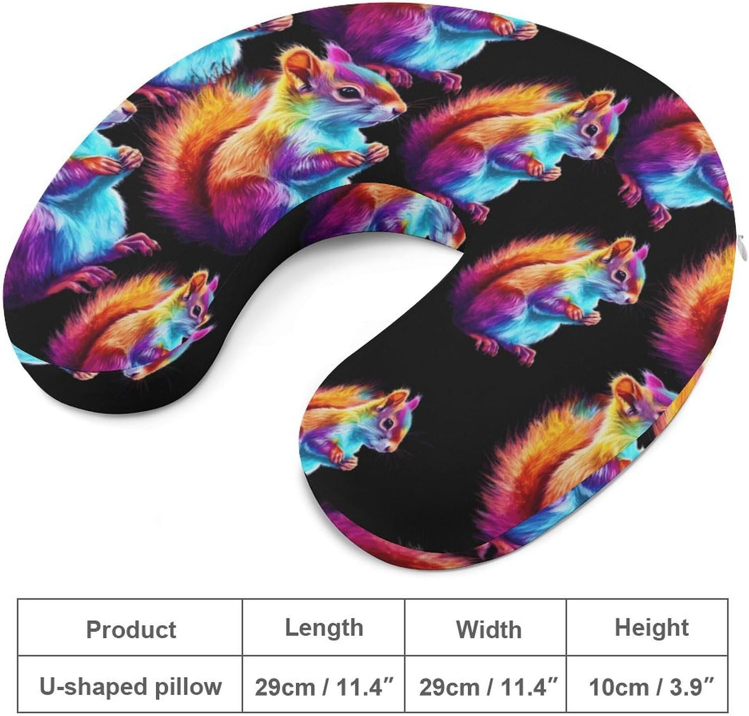 Colorful Squirrel Memory Foam Pillows U Shaped Travel Neck Pillow