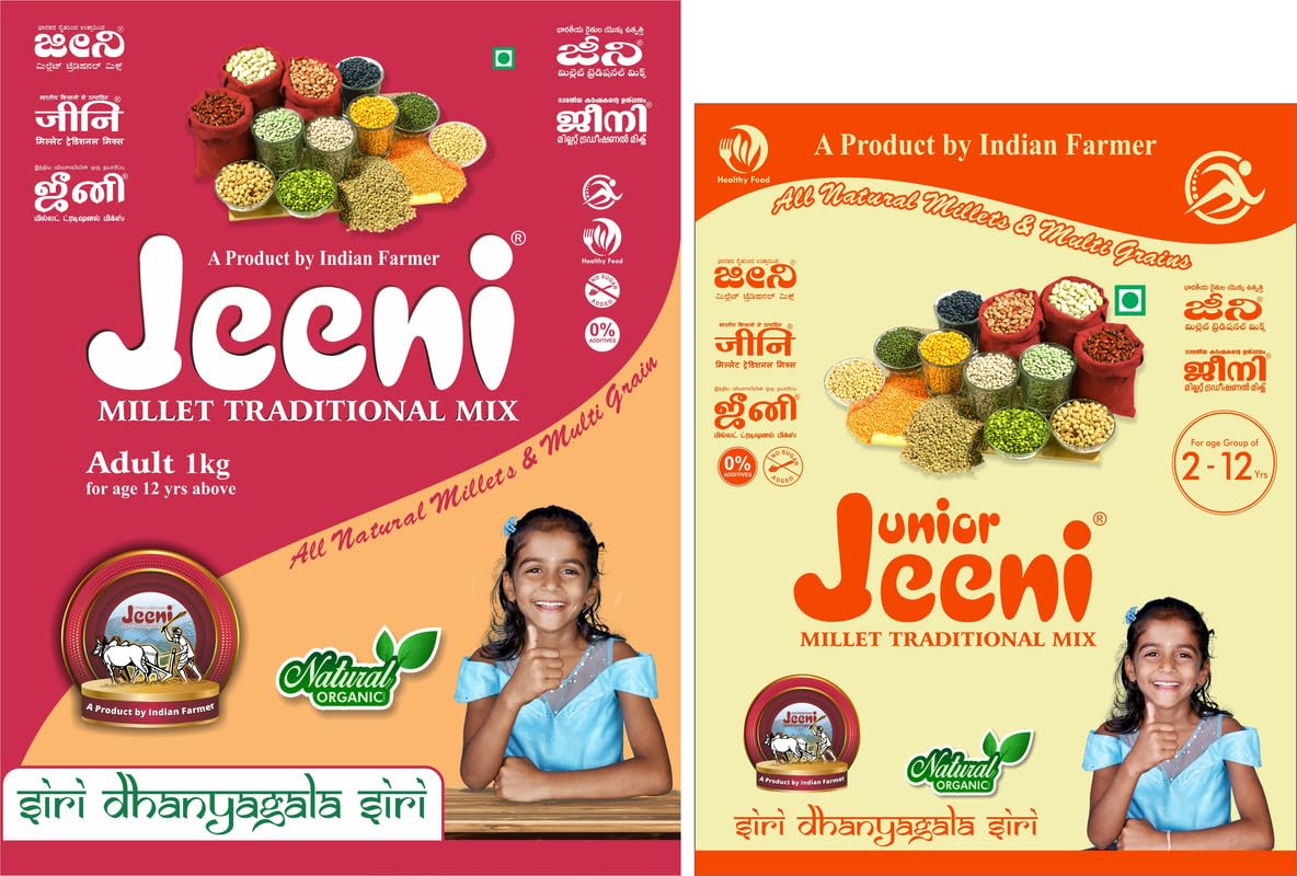 JEENI COMBO PACK OF 2 MILLET TRADITIONAL MIX Adult (1 kg) AND JUNIOR (500 gms) FOR JUNIOR & ADULTS (B0CXF43QPR) Amazon Price History, Amazon Price Tracker