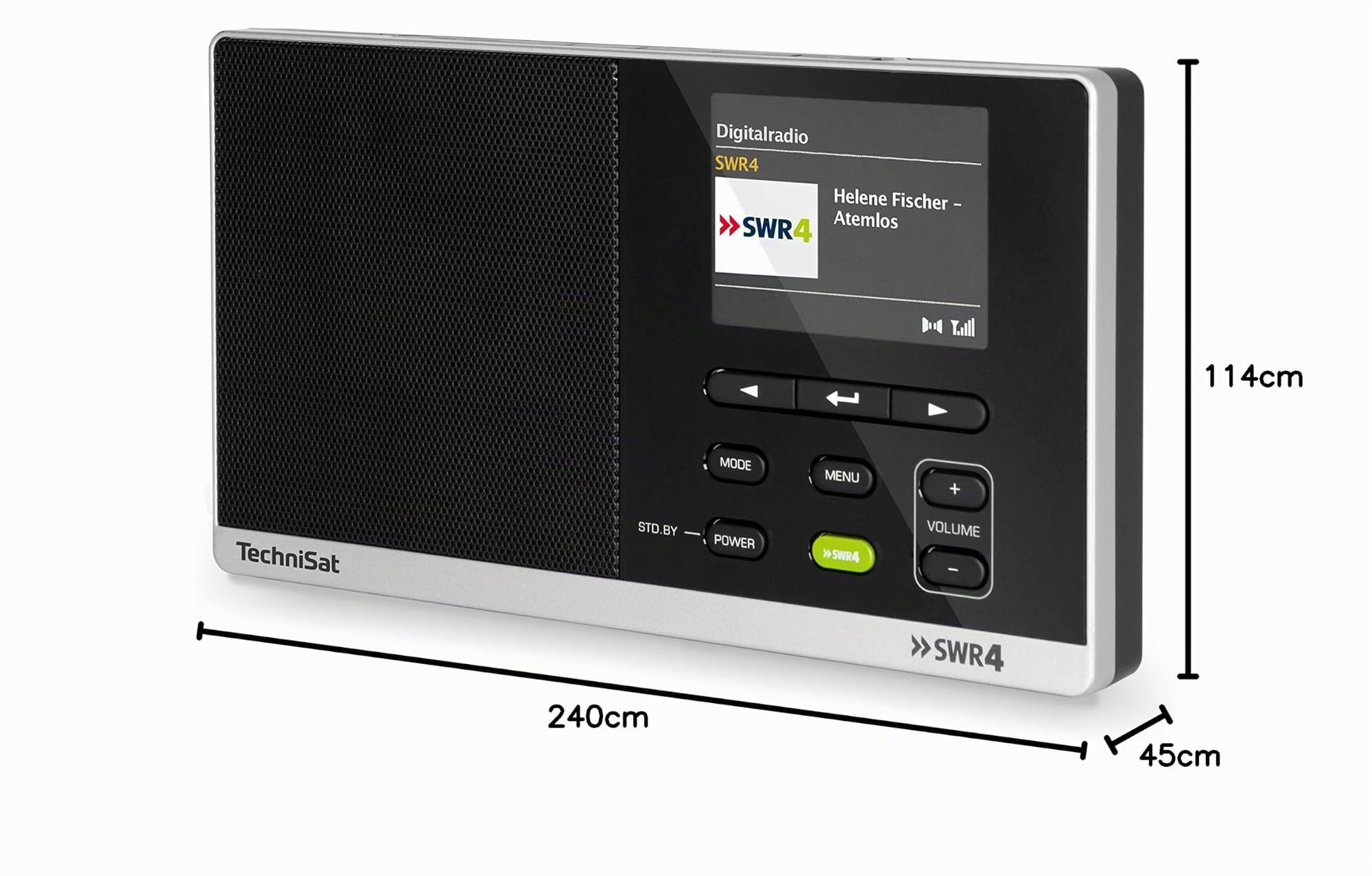 TechniSat Digitradio 215 SWR4 Edition Radio Dab Portable (Dab+, FM, écran Couleur, Touche de sélection directe SWR4, réveil, mémoire des favoris, Prise Casque, Alimentation Secteur et Piles) Noire