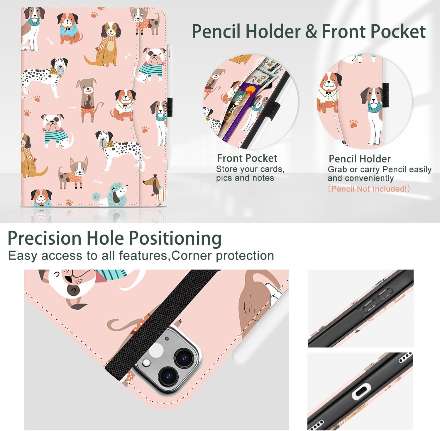 for iPad Air M4/M3/M2 11 Inch Case 2026, 360 Degree Rotating for iPad Air 5Th/4Th Gen Cases 10.9-inch,for iPad Pro 11 Inch Case 4Th/3Rd/2Nd/1St Generation 5 Viewing Angles Pencil Holder, Dog image 5