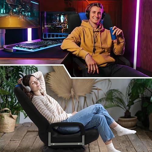 Miniatura 7 de ACIPENSER Silla giratoria para juegos multiusos, para jugar videojuegos, TV, lectura con reposabrazos soporte lumbar y respaldo de 6 posiciones