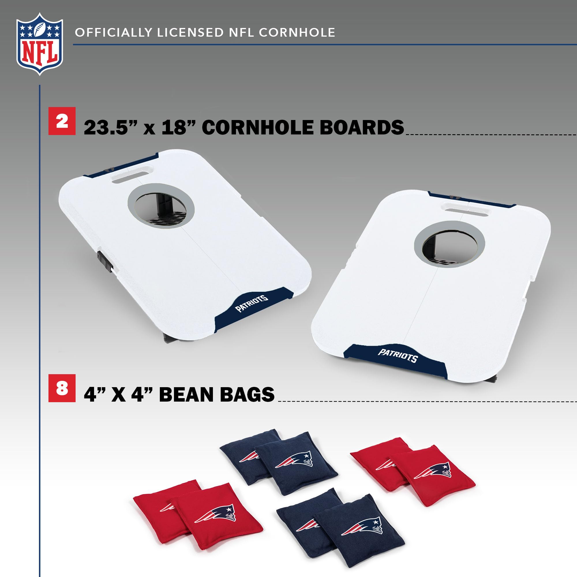 Wild Sports NFL Pro Football Allwetter Cornhole Set - Travel Bean Bag Toss Set Includes 8 Bean Bags