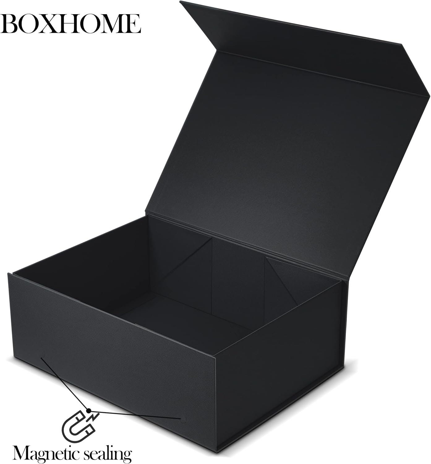BOXHOME 3 Pack Large Gift Box, Black, 13x10x5 inch with Magnetic Lids Gift Packaging Box, Groomsmen Boxes for Presents Contains Card, Ribbon, ​Foldable