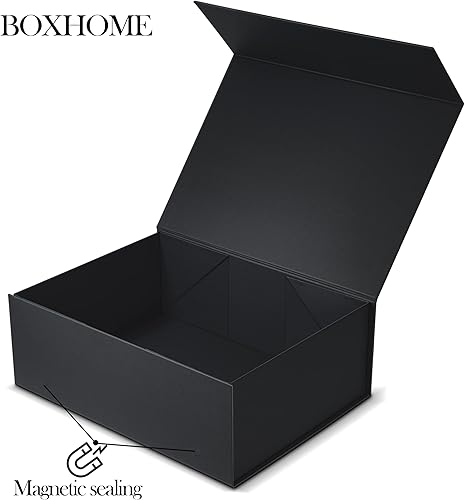 Miniatura 2 de Paquete de 5 cajas de regalo grandes, color negro, 13 x 10 x 5 pulgadas con tapas magnéticas, caja de embalaje de regalo, cajas de padrinos de boda