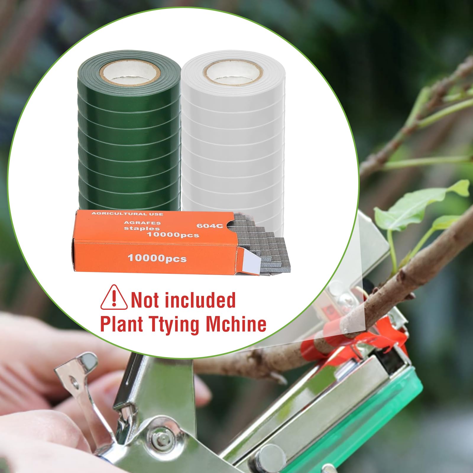 10 Rollos Maquina para Atar Plantas,para Maquina para Atar,Herramienta de Cinta de Jardín para Atar Ramas de Plantas, para Viñedo Pepino Fruta Flores Vegetales