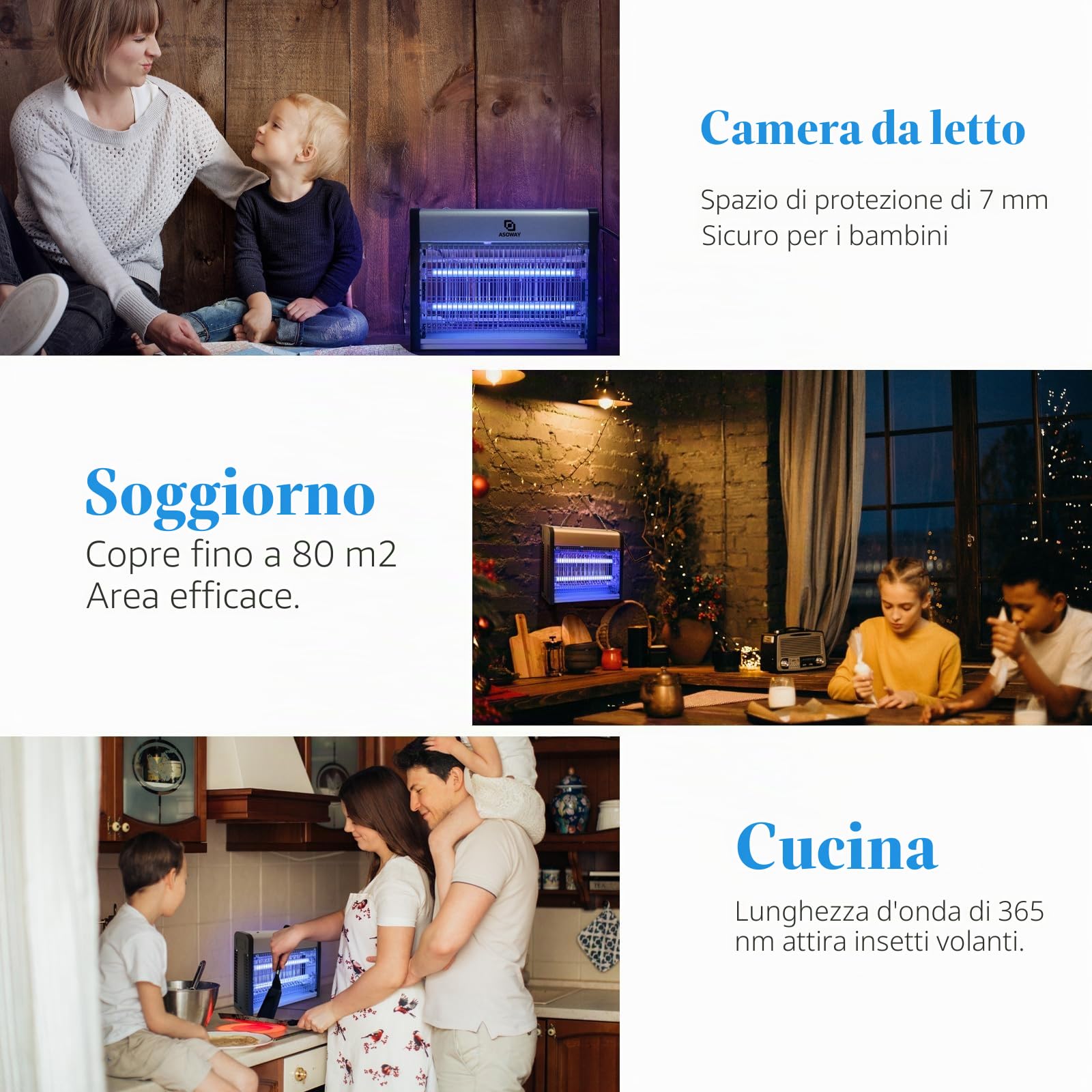 Lampada Antizanzare, Mosquito Killer Lampada con Luce Blu per Mosche e Zanzare, Zanzariera Elettrica Trappola per Zanzare da esterno interno con Catena Sospensione (Argento)