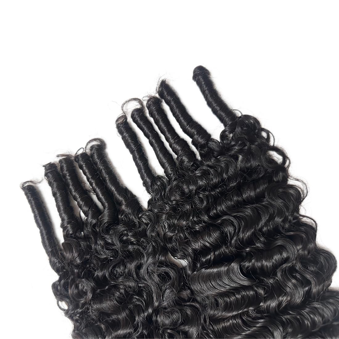Water Curly Crochet Human Hair Extension Spriral End Burmese Curly Knotless Pre-Separated Feather Crochet Hair Lightweight Natural Color 20 Inch 120g