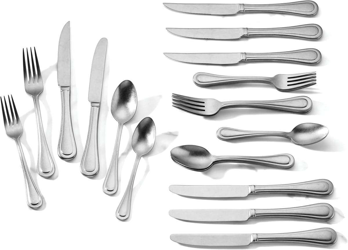 Lenox 893079 Juego de cubiertos de 24 piezas en tonos neutros texturizados