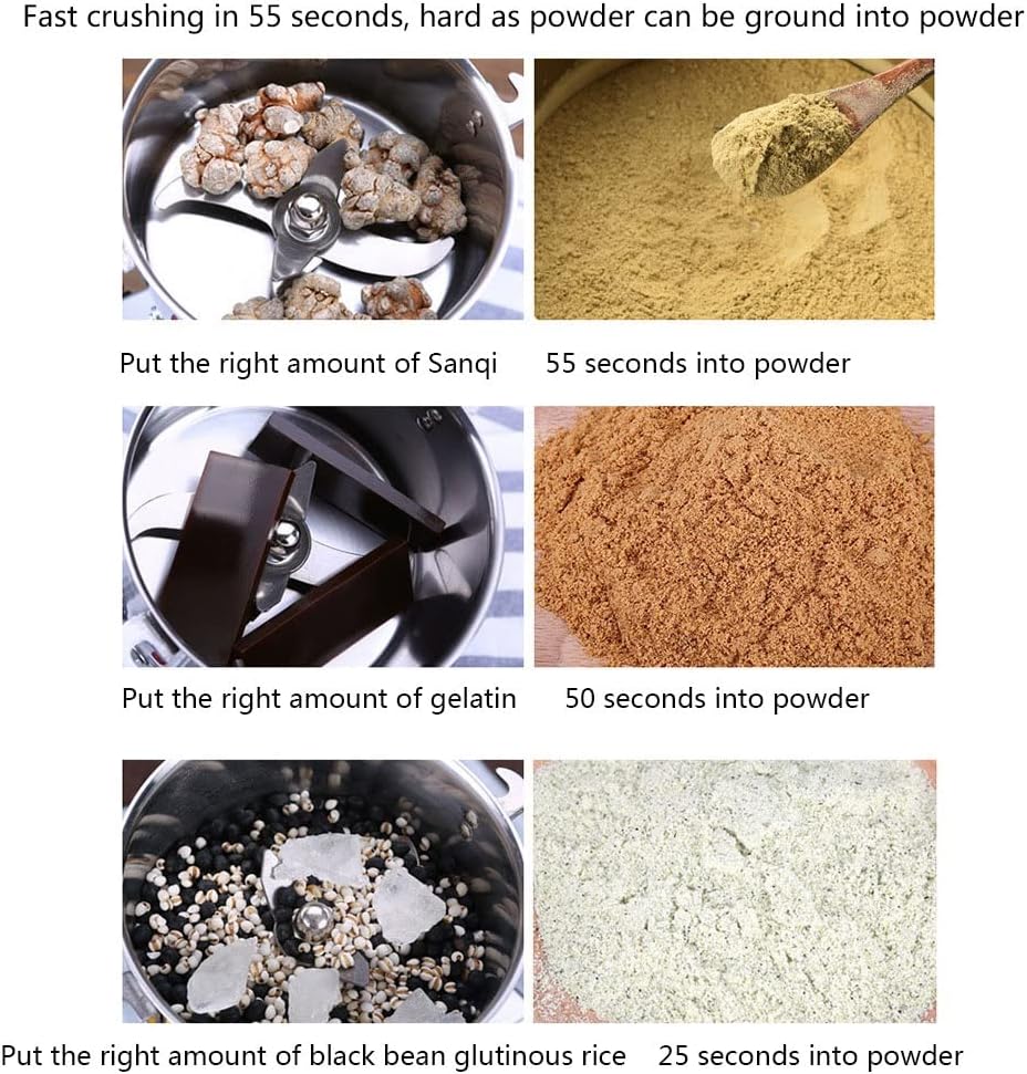 3000G Electric Grain Grinder Mill High Speed Spice Herb Grinder Swing Type Cereals Crusher Stainless Steel Cereal Pulverizer for Cereals Pepper Coffee Pearl Dried Food Mill Powder