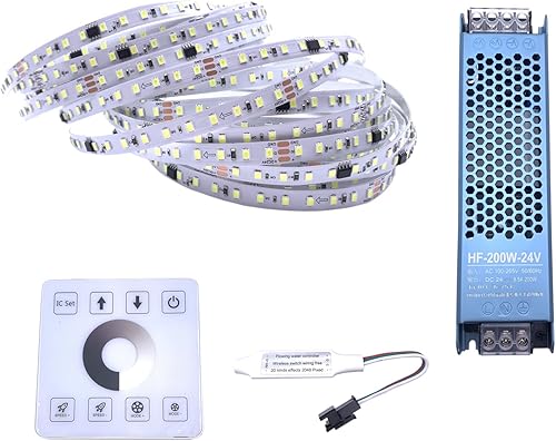 TOPXCDZ 32.8 ftRoll DC24V WS2811 Horse Race - Tira LED de 120 ledsm, luz que fluye agua corriente con controlador de panel táctil, blanco natural,