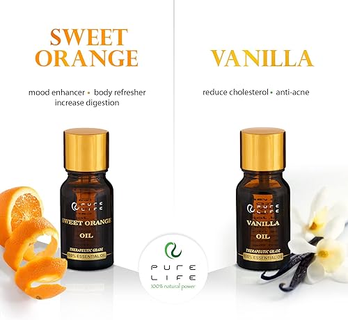 Miniatura 6 de Pure Life Juego de aceites esenciales para aromaterapia difusora, aceites aromáticos 100% orgánicos para humidificador en casa y automóvil, aromas