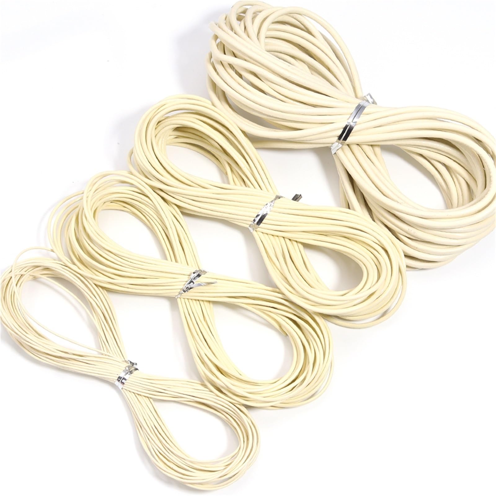 20Meters Genuine Leather Cord Dia 1/1.5/2/3mm Colorful Round Rope For Bracelet Necklace DIY Jewelry Making Findings(Beige,1.5mm)