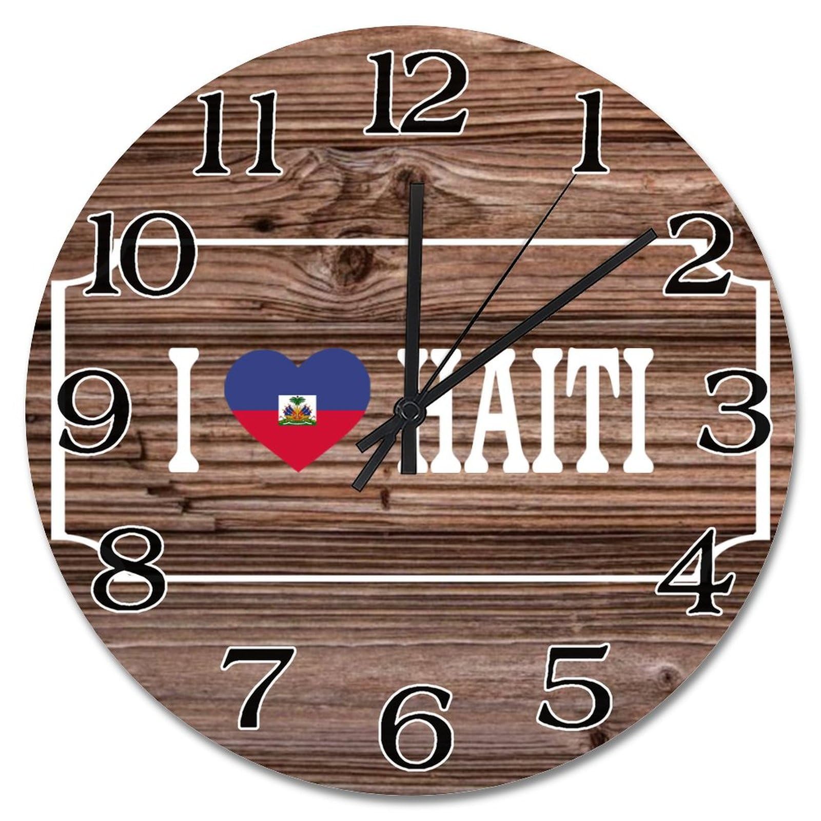 Horloge murale Haïti 25,4 cm silencieuse à pile pour salon sans tic-tac
