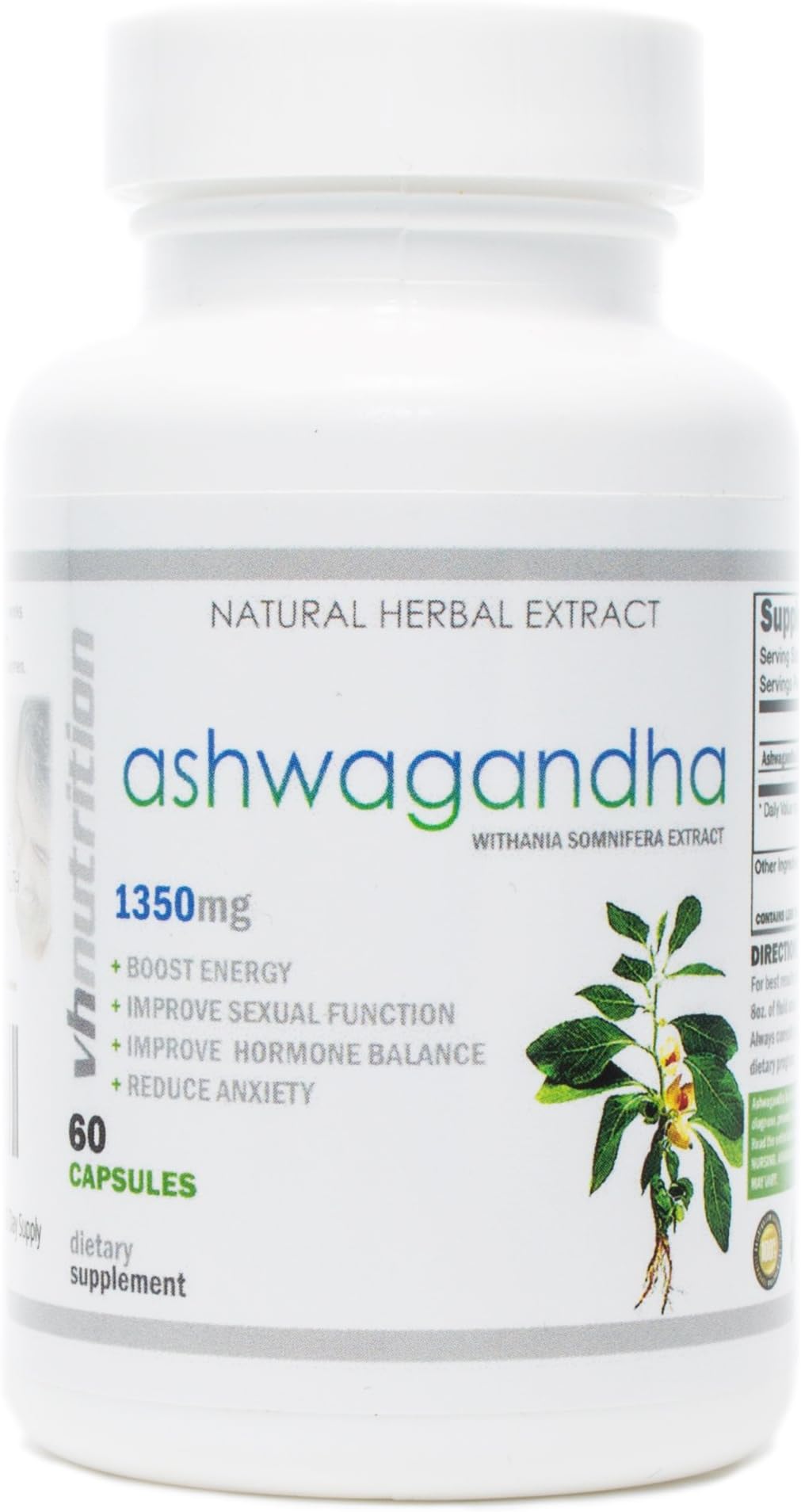 Ashwagandha Capsules | 1350 mg | 1.5% Withania Somnifera Powder Extract | 30 Day Supply