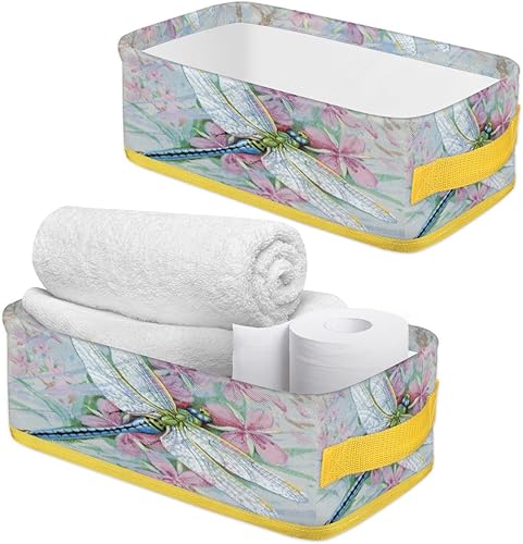 Miniatura 32 de Dragonfly - Cestas de inodoro doradas plegables para baño, organizador duradero y multiusos para cocina, sala de estar y armario () Libélula